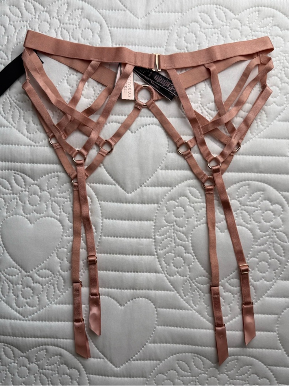 Victoria’s Secret Swarovski Crystal Cage Strappy Naked Garter Belt Medium Large - Picture 2 of 7